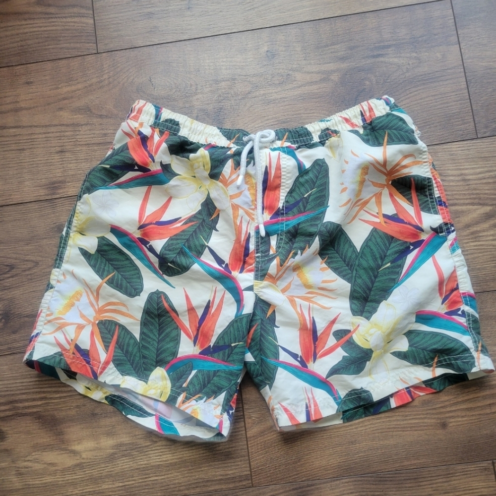 ZARA Swim Shorts Hawaiian Floral Print Med